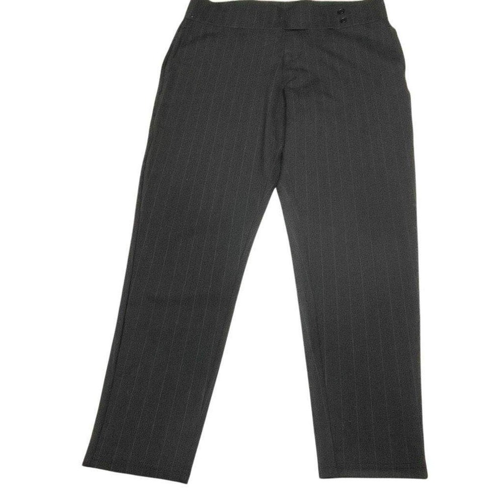 Conceited Black and Gray Pinstripe Ankle Legging Trousers N0589